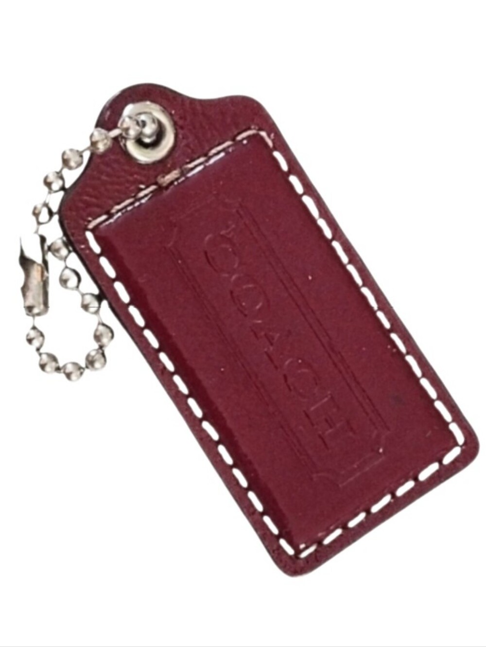 2.5" Coach Vintage Burgundy Bordeaux Red Patent Leather Hangtag Bag Fob Keychain